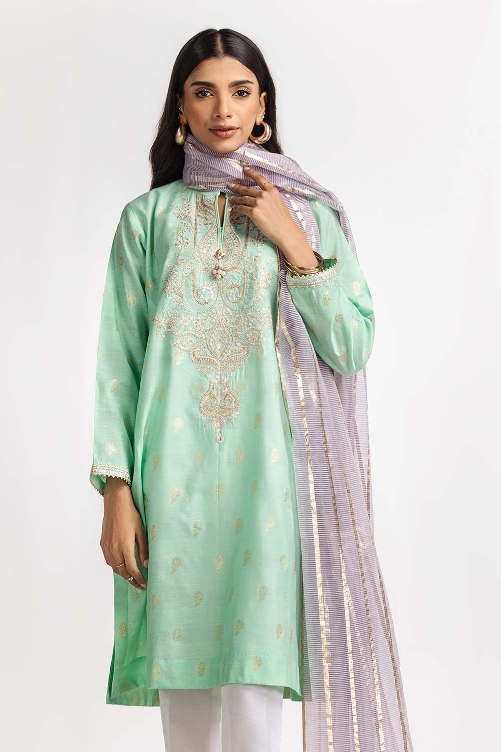 Dyed Jacquard Embroidered Shirt - Image 2