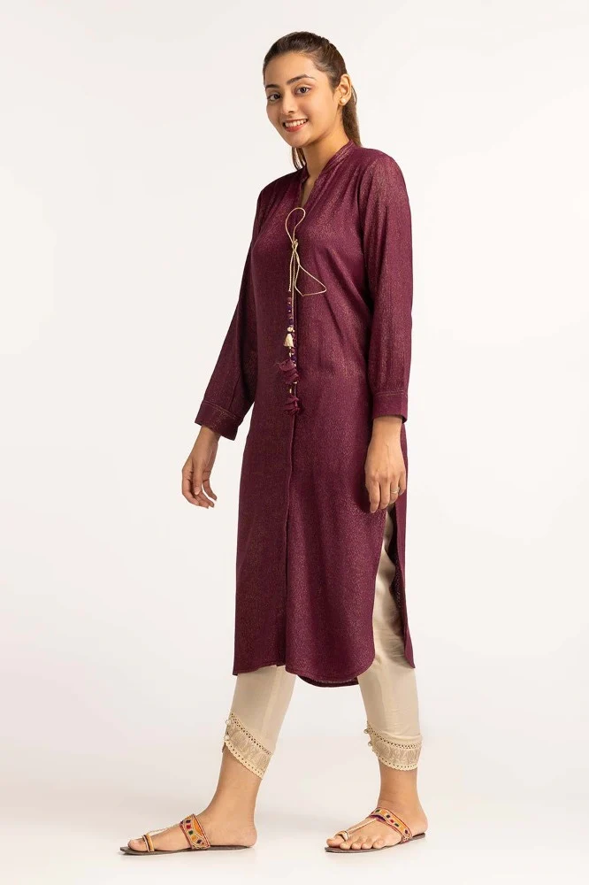 Dyed Moonlight Acrylic Viscose Embelished Shirt - Image 3