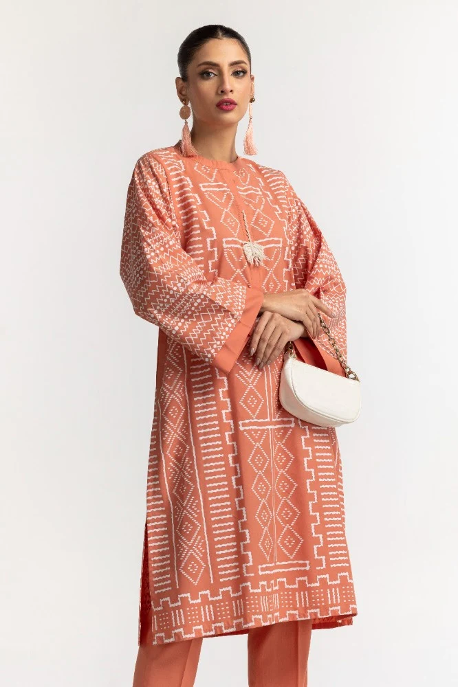 Dyed Polyester Viscose Screen Printed Shirt With Trouser - Image 2