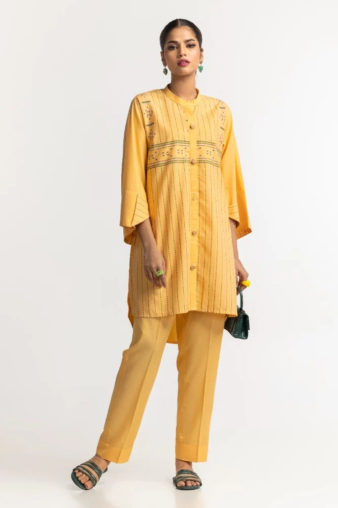 Dyed Polyester Viscose Screen Printed Shirt With Trouser - Image 3