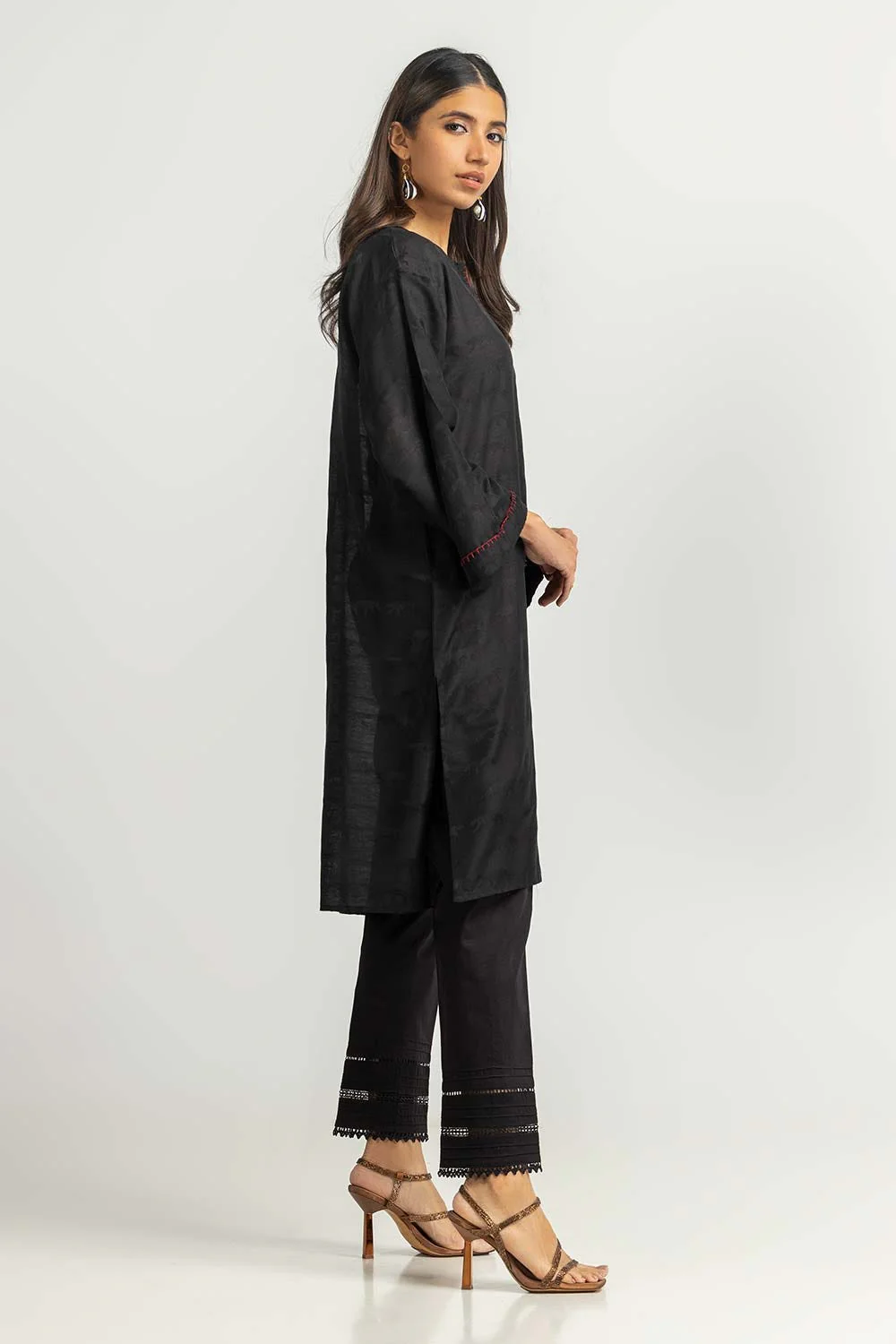 Dyed Self Jacquard Embelished Shirt - Image 5