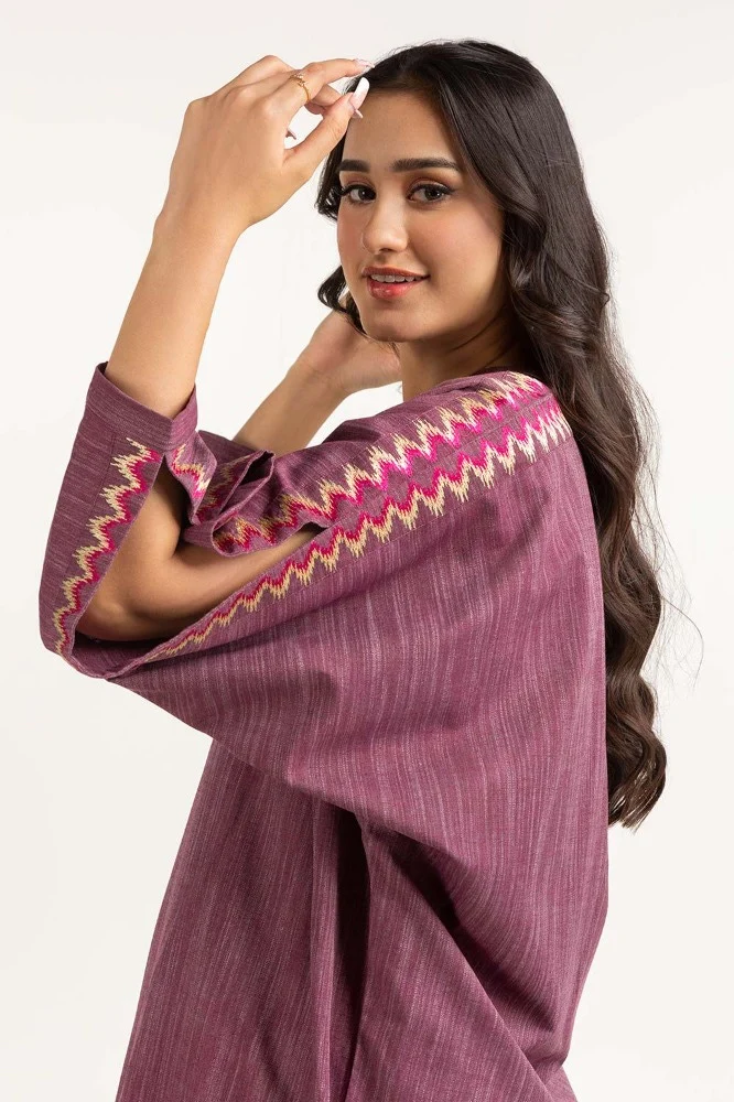 Dyed Yarn Cotton Embroidered Shirt - Image 2
