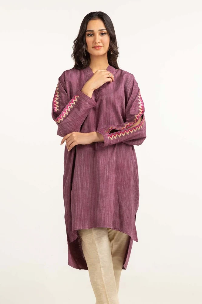 Dyed Yarn Cotton Embroidered Shirt - Image 3