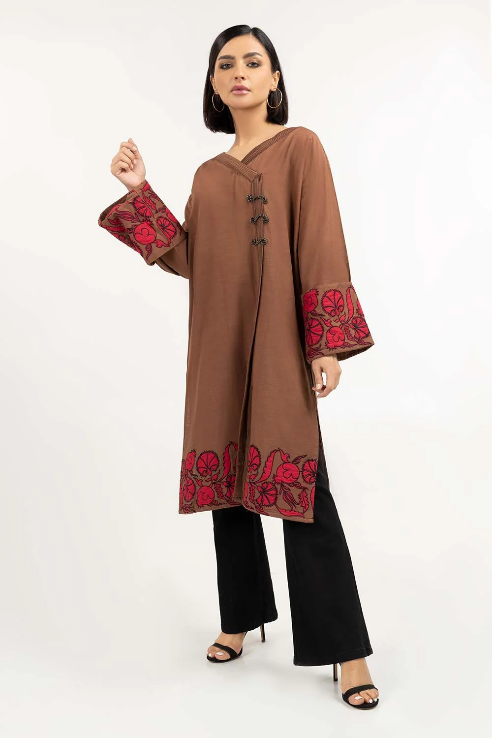 Embroidered Khaddar Shirt - Image 2