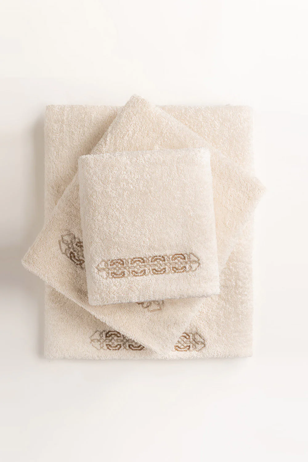 Frost Beige 3 piece Embroidered Towel Set