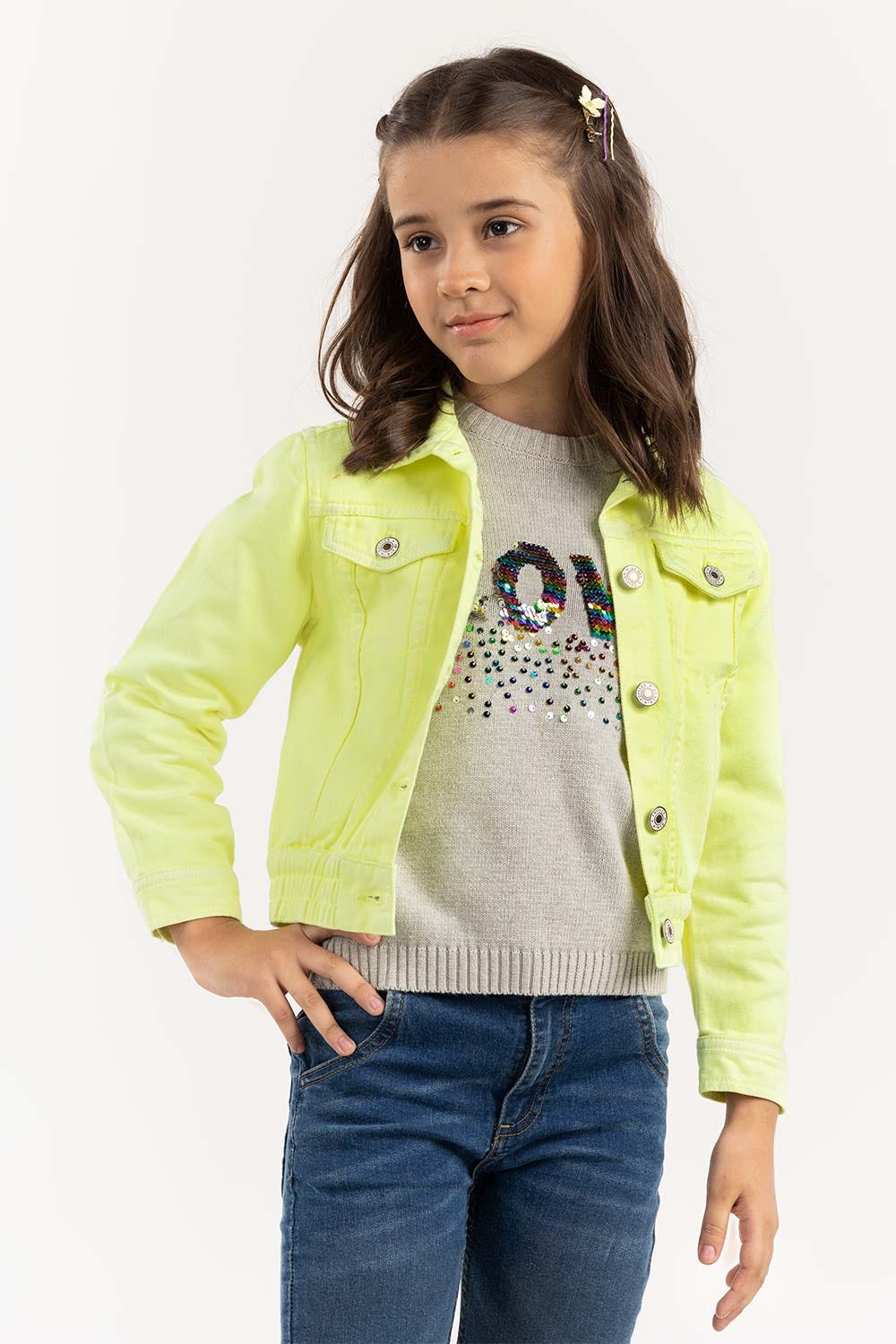 Girls Non Denim Sharp Green Jacket - Image 2
