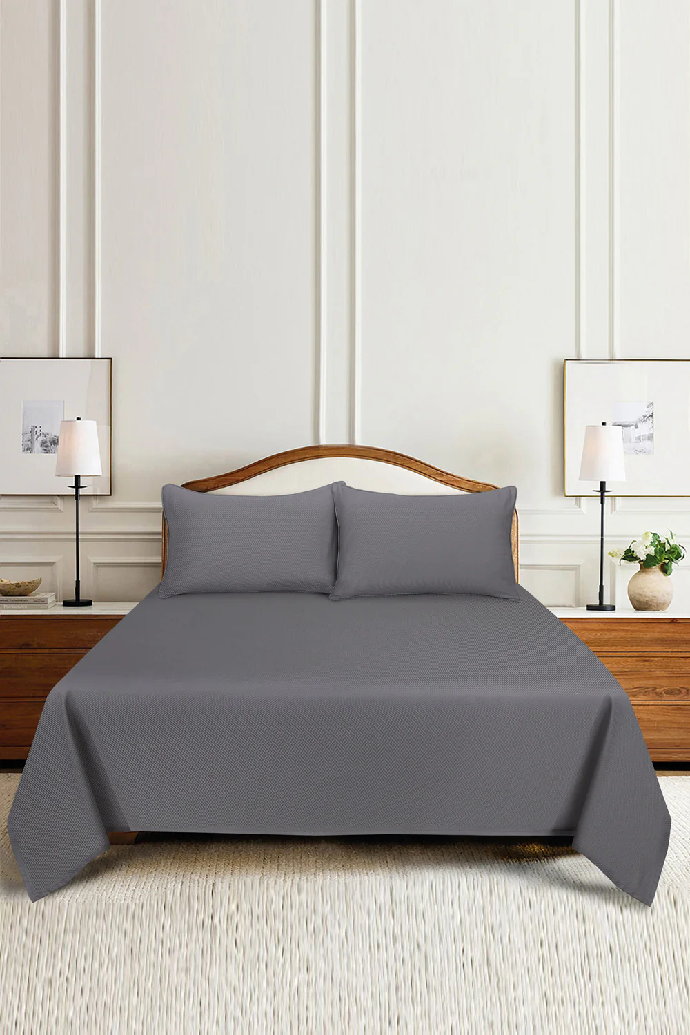 Grey Cube Dobby Bed Sheet Set - Image 2