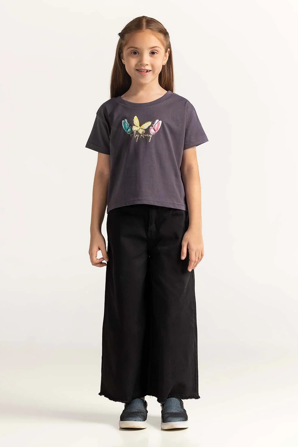 Grey Junior Girl Knit Printed Tee - Image 2