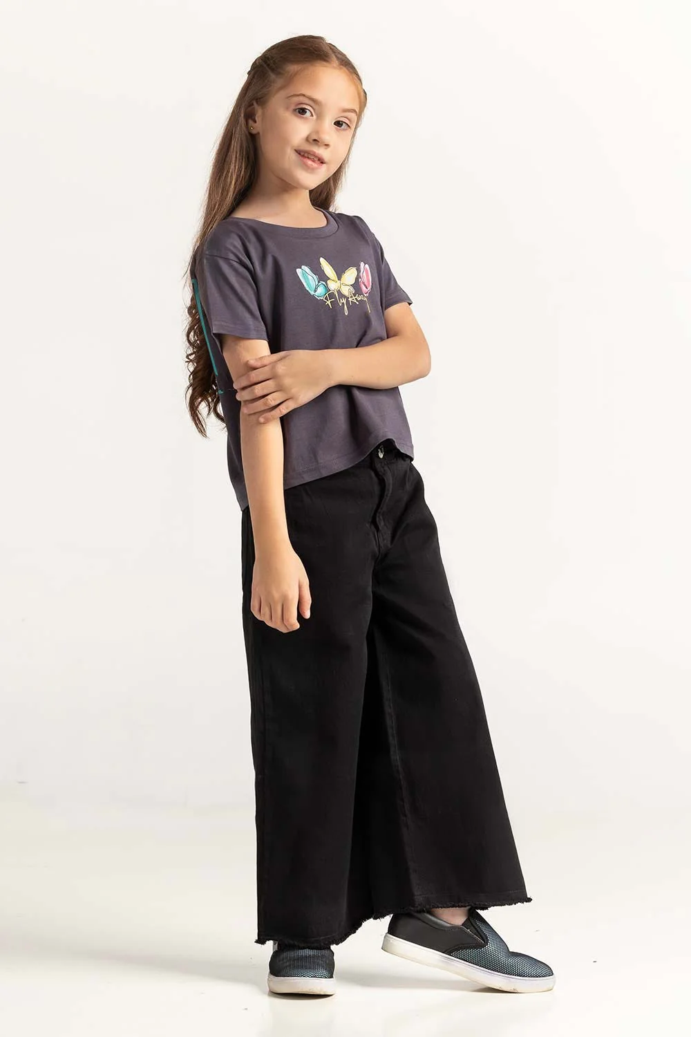 Grey Junior Girl Knit Printed Tee - Image 3