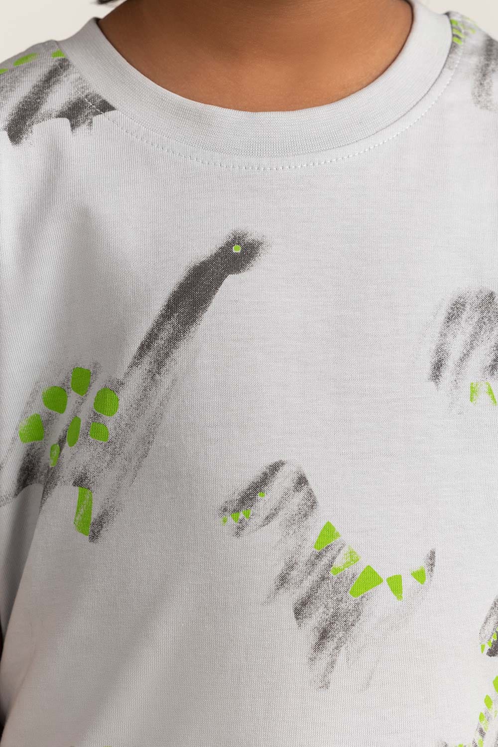 Grey Toddler Boy Knit Printed Tee - Image 3