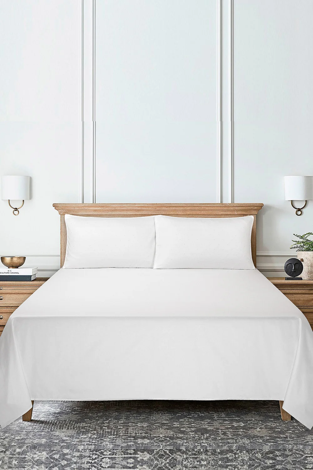 Ice White T-400 Embroidered Bed Sheet Set - Image 2