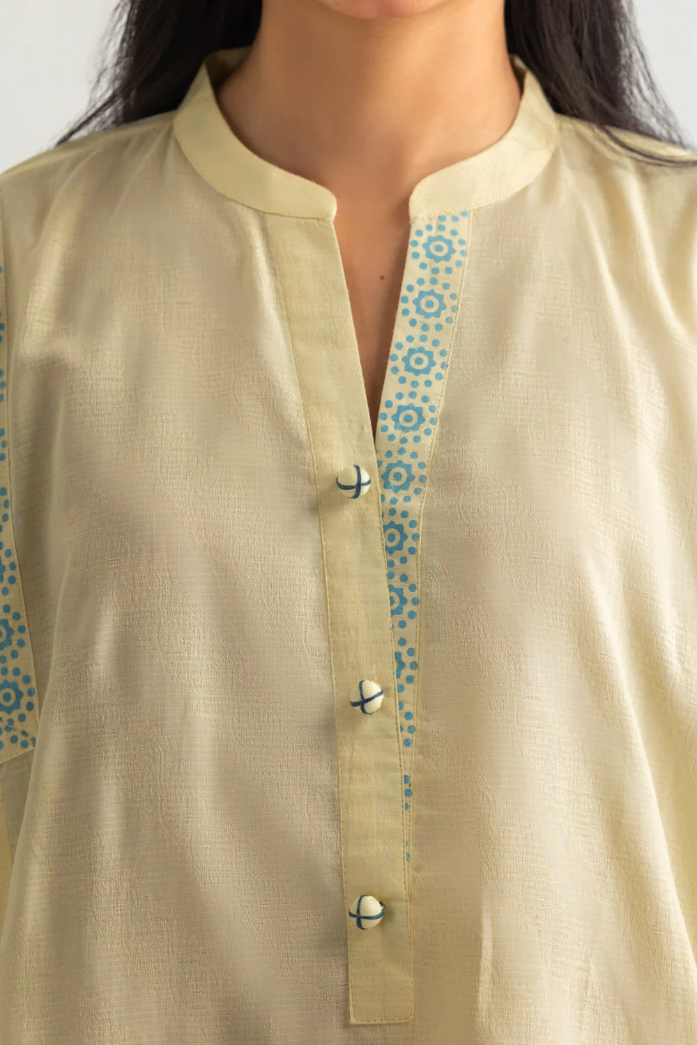 Jacquard Block Printed Shirt With Embroidered And Block Printed Trouser - Image 2