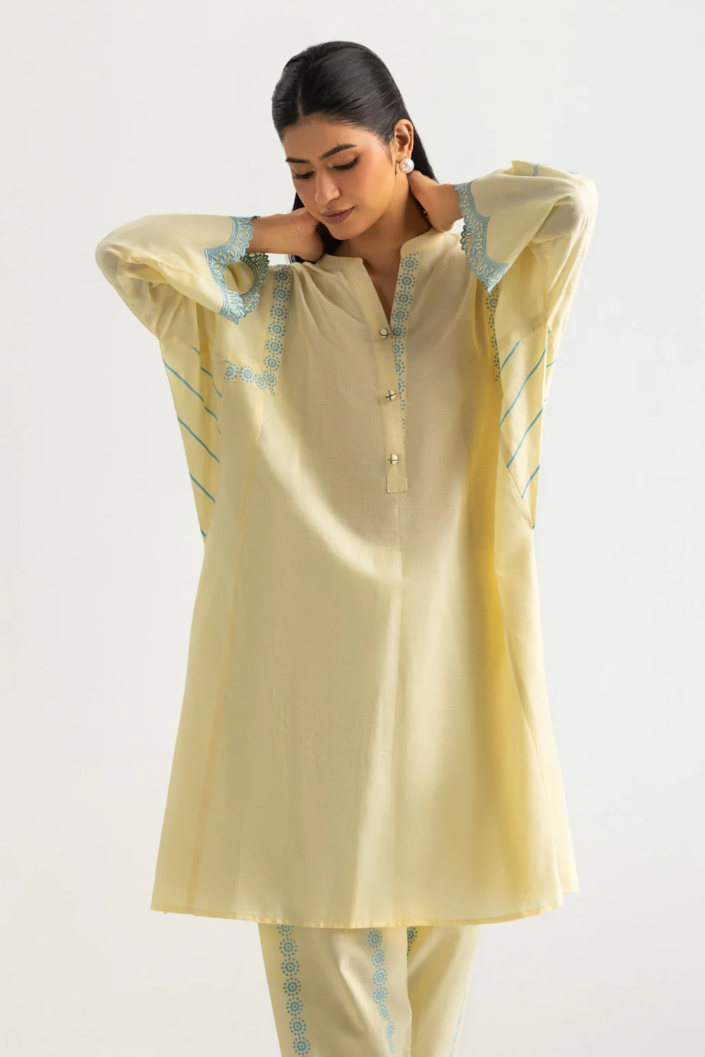 Jacquard Block Printed Shirt With Embroidered And Block Printed Trouser - Image 3