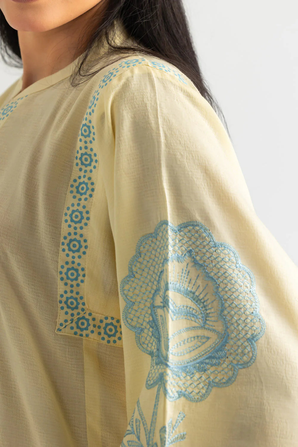 Jacquard Block Printed Shirt With Embroidered And Block Printed Trouser - Image 5