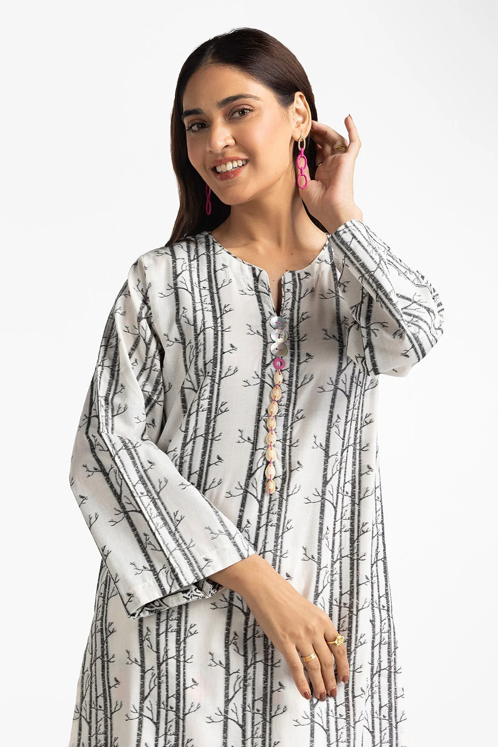 Jacquard Embellished Shirt And Printed Jacquard Trouser - Image 2