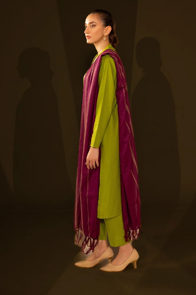 Jacquard Embroidered Shirt And Dupatta - Image 4