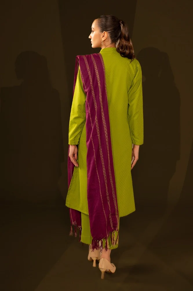 Jacquard Embroidered Shirt And Dupatta - Image 5