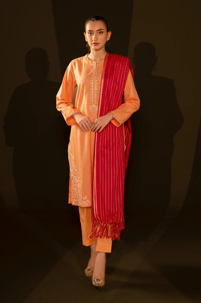 Jacquard Embroidered Shirt And Jacquard Dupatta - Image 3