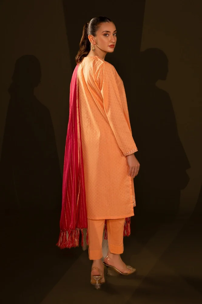 Jacquard Embroidered Shirt And Jacquard Dupatta - Image 4
