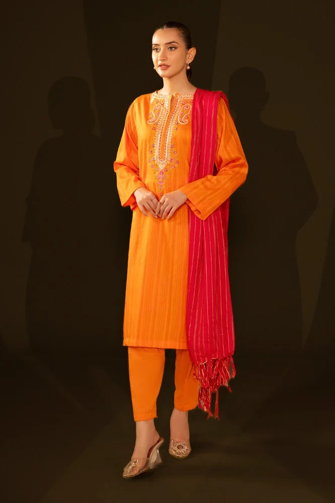 Jacquard Embroidered Shirt And Jacquard Dupatta - Image 3