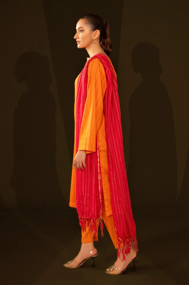Jacquard Embroidered Shirt And Jacquard Dupatta - Image 4