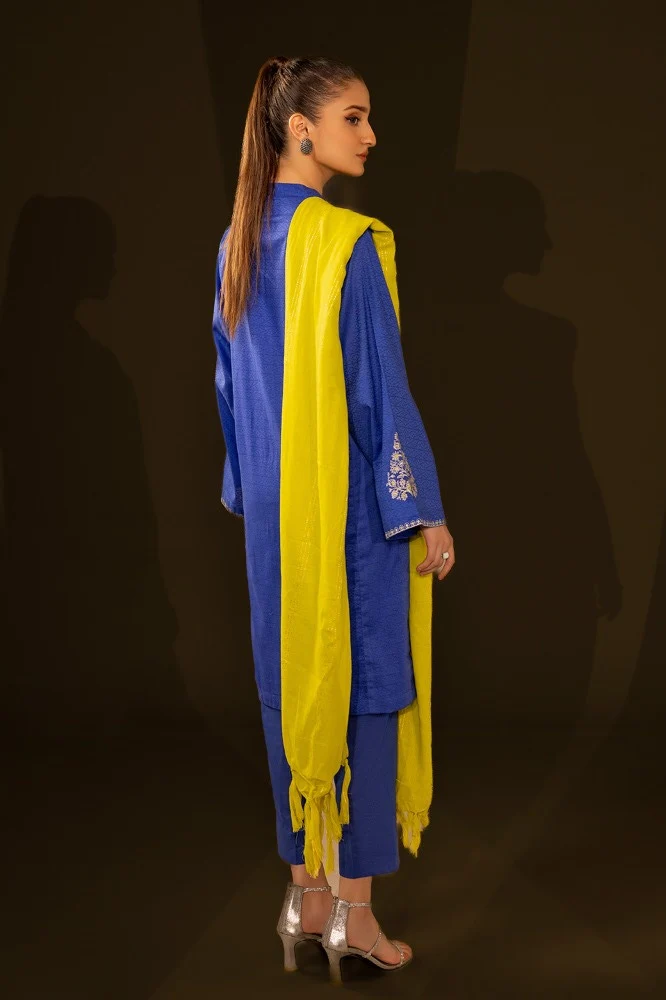 Jacquard Embroidered Shirt And Jacquard Dupatta - Image 5