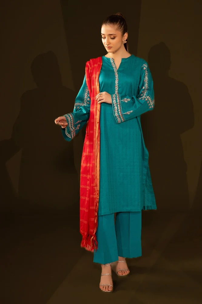 Jacquard Embroidered Shirt And Jacquard Dupatta - Image 3