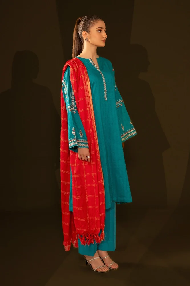 Jacquard Embroidered Shirt And Jacquard Dupatta - Image 4