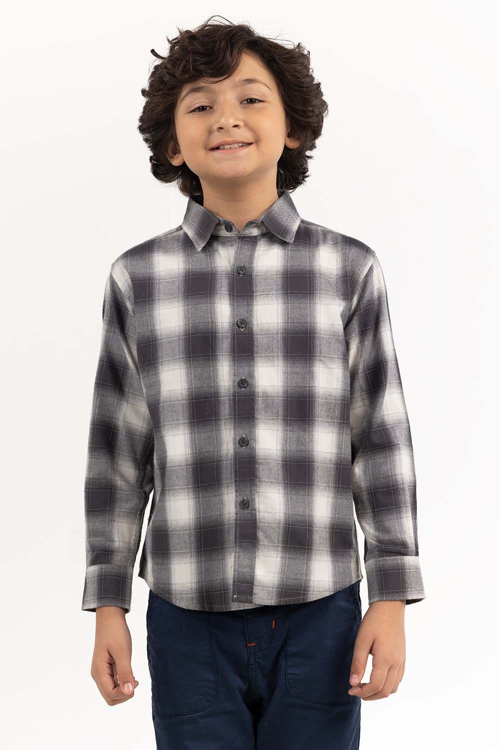 Junior Boy Black And White Casual Shirt - Image 2