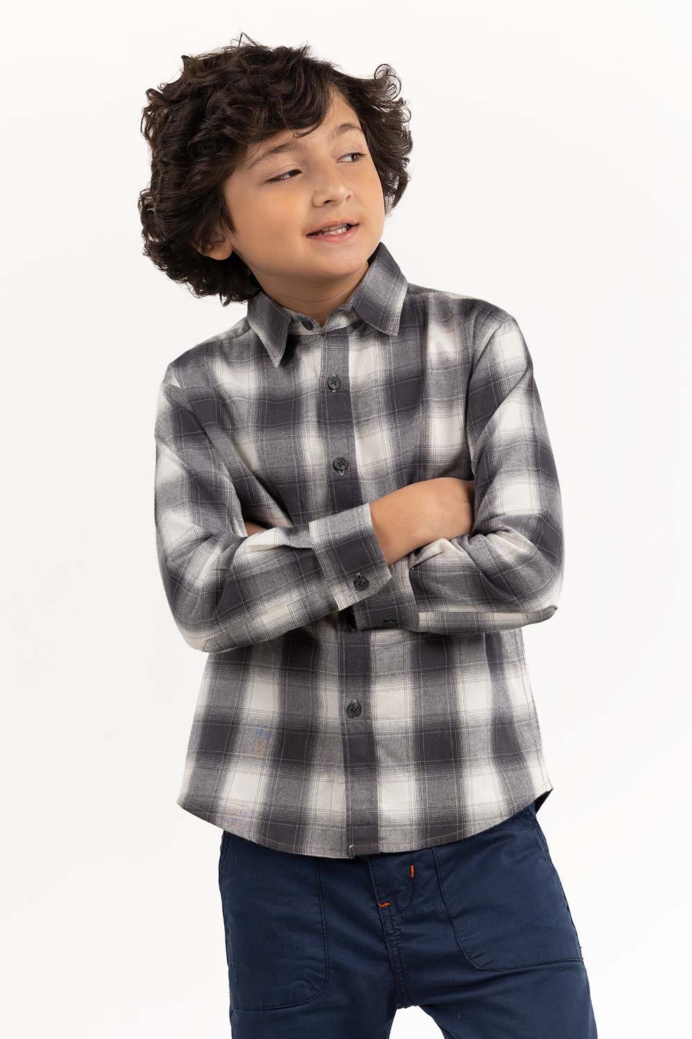 Junior Boy Black And White Casual Shirt - Image 3