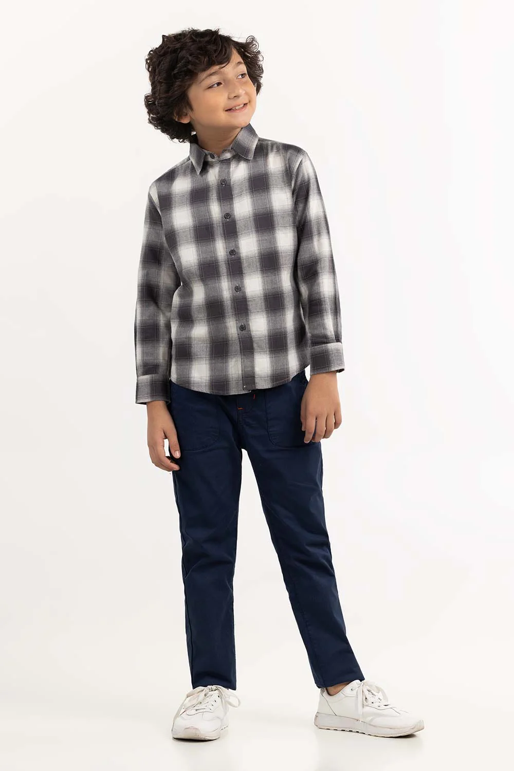 Junior Boy Black And White Casual Shirt - Image 5