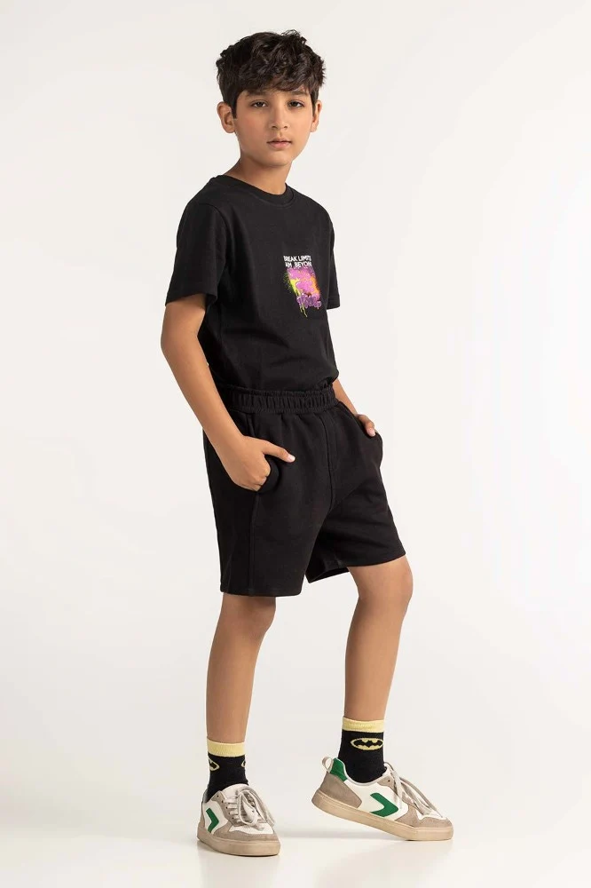 Junior Boy Black Printed Tee - Image 3