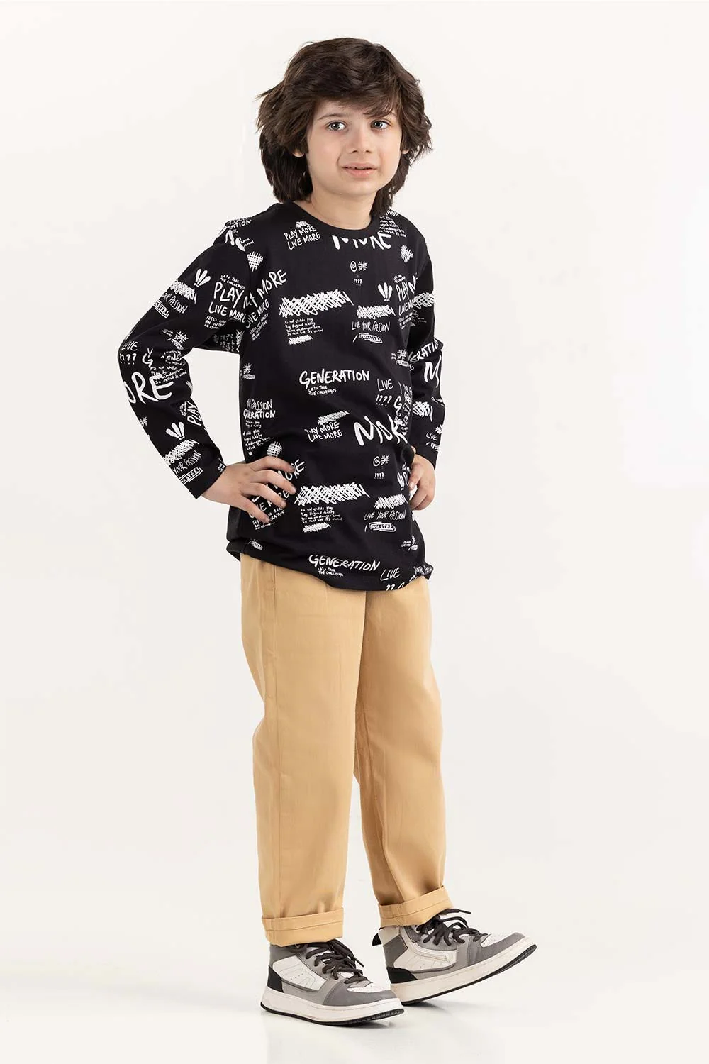 Junior Boy Black Round Neck T-Shirt 224 - Image 5