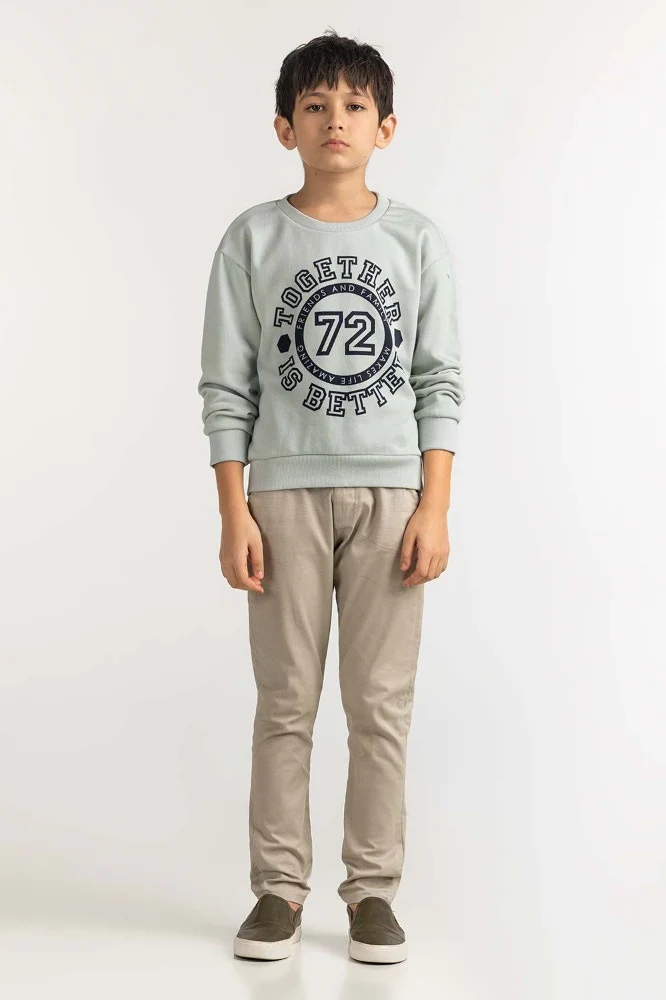 Junior Boy Blue Printed Sweatshirt - Image 5