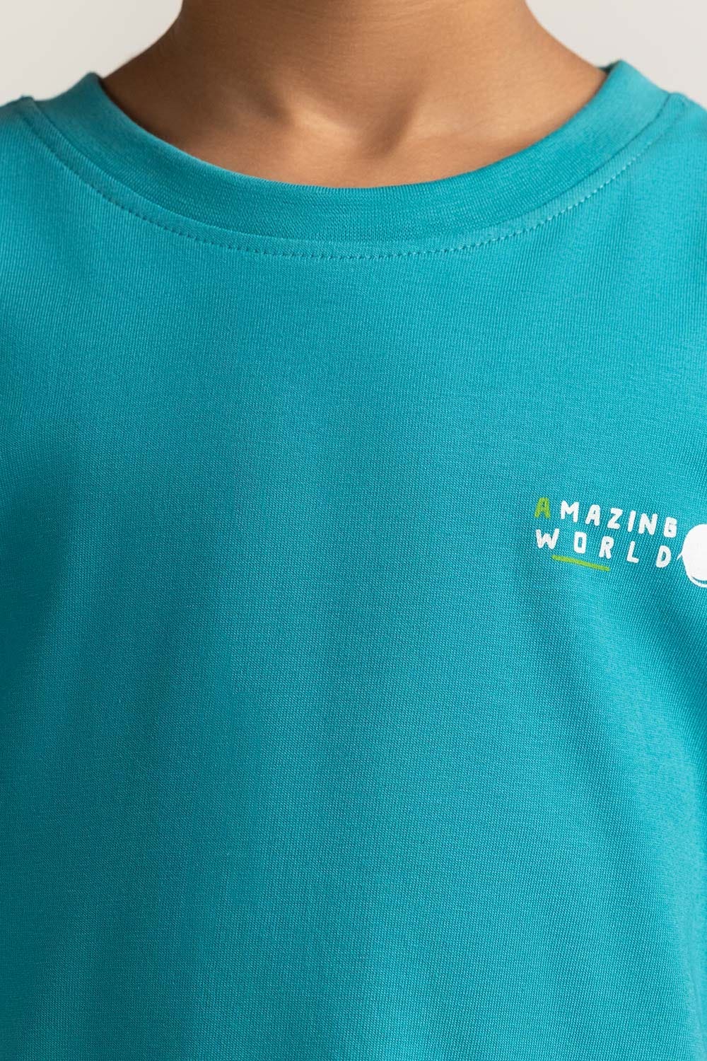 Junior Boy Blue Printed Tee - Image 3