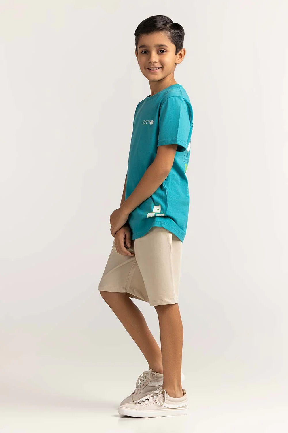 Junior Boy Blue Printed Tee - Image 5