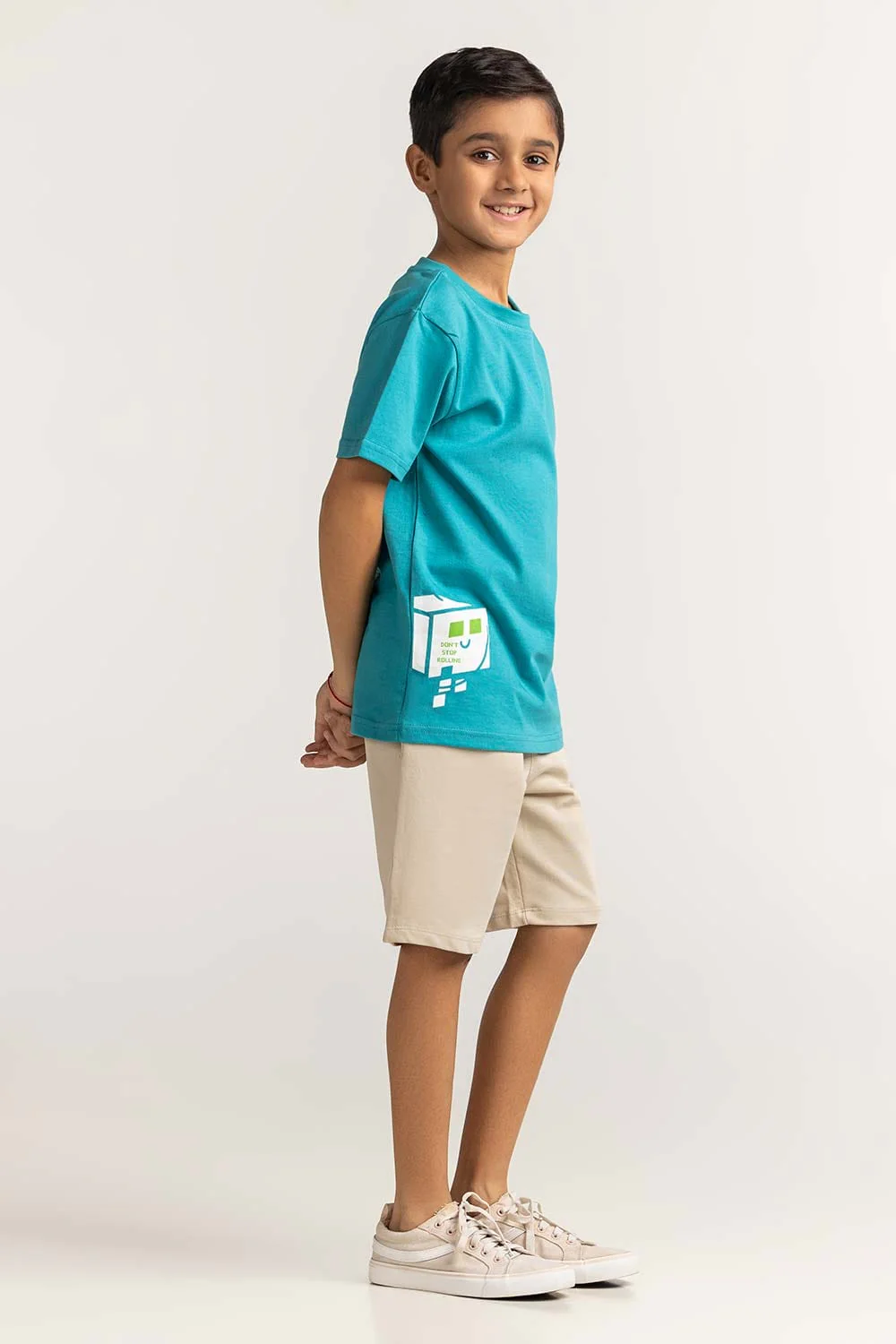 Junior Boy Blue Printed Tee - Image 6