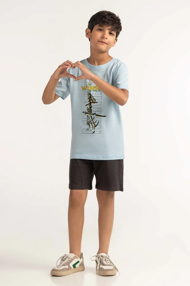 Junior Boy Blue Printed Tee - Image 3