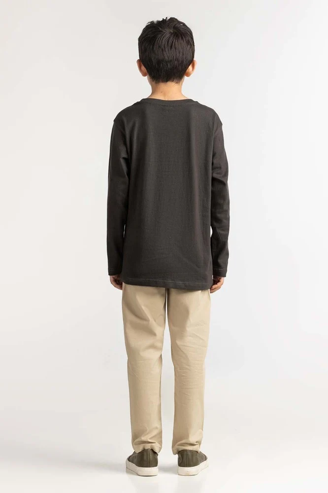 Junior Boy Dark Grey Basic Tee - Image 2