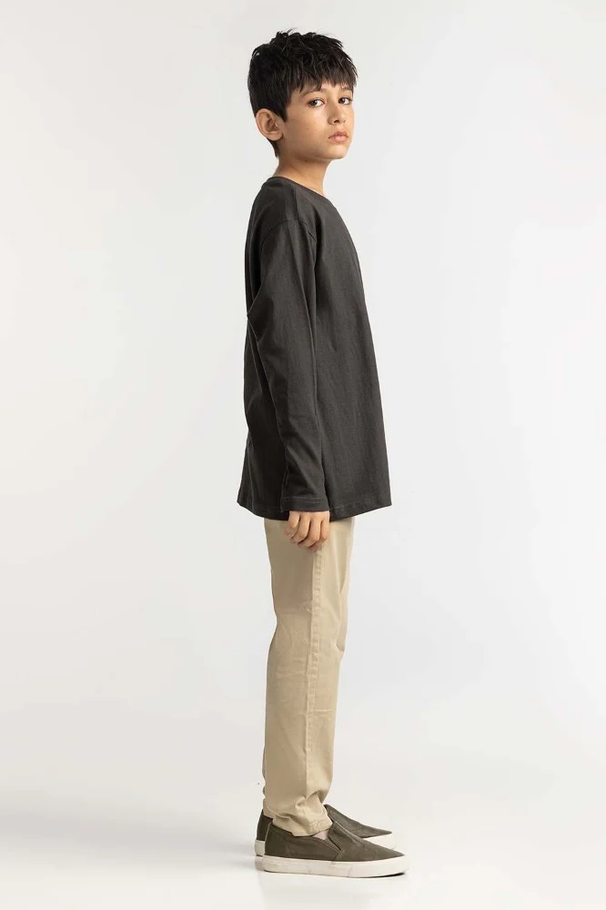 Junior Boy Dark Grey Basic Tee - Image 3