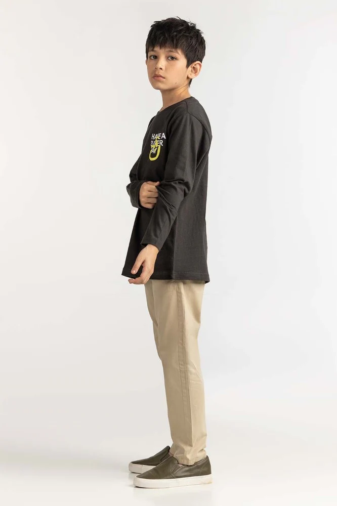 Junior Boy Dark Grey Basic Tee - Image 4