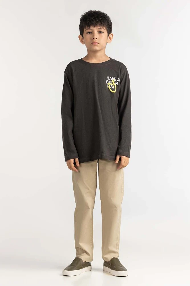 Junior Boy Dark Grey Basic Tee - Image 5