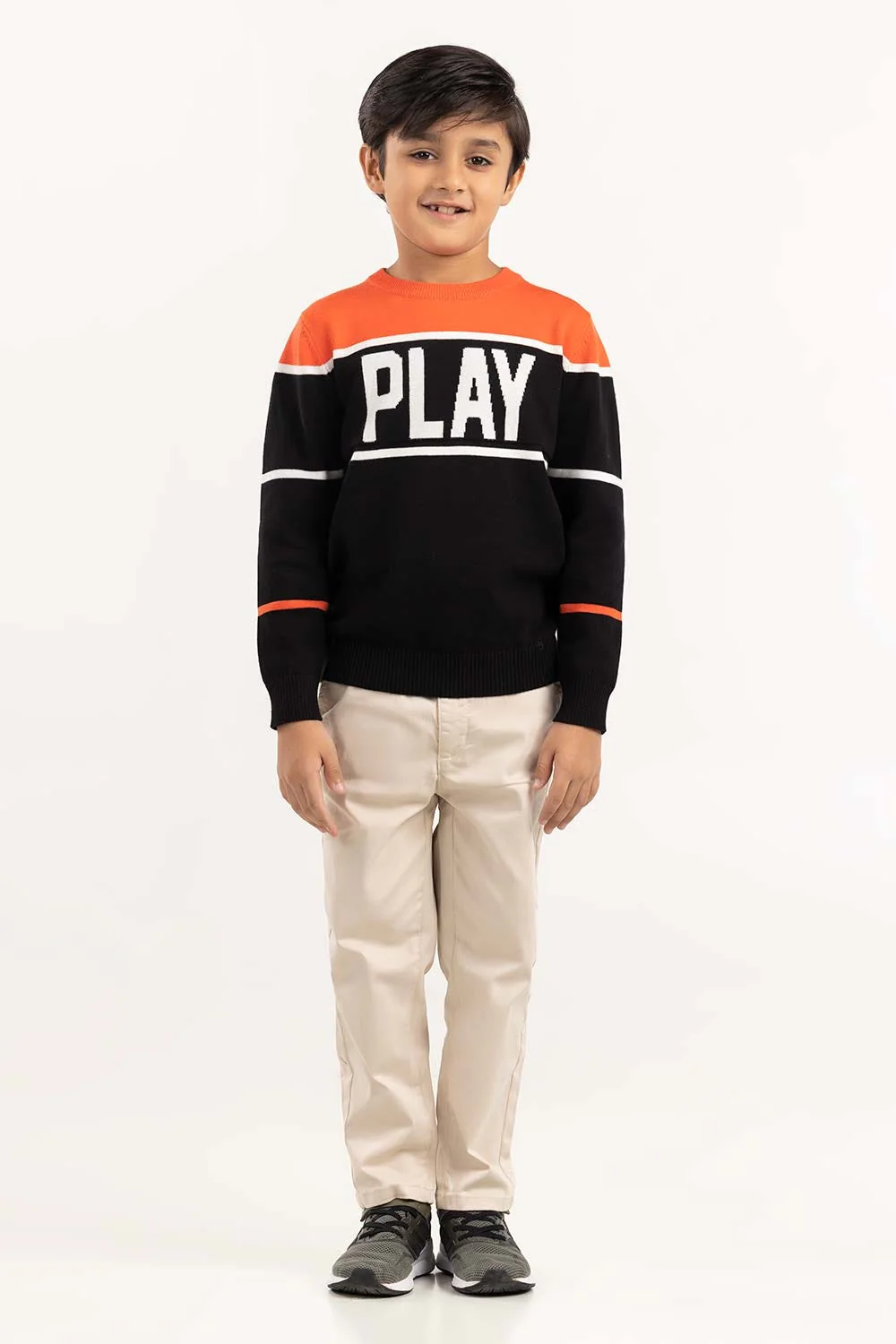 Junior Boy Multi Color Block Knit Sweater - Image 5
