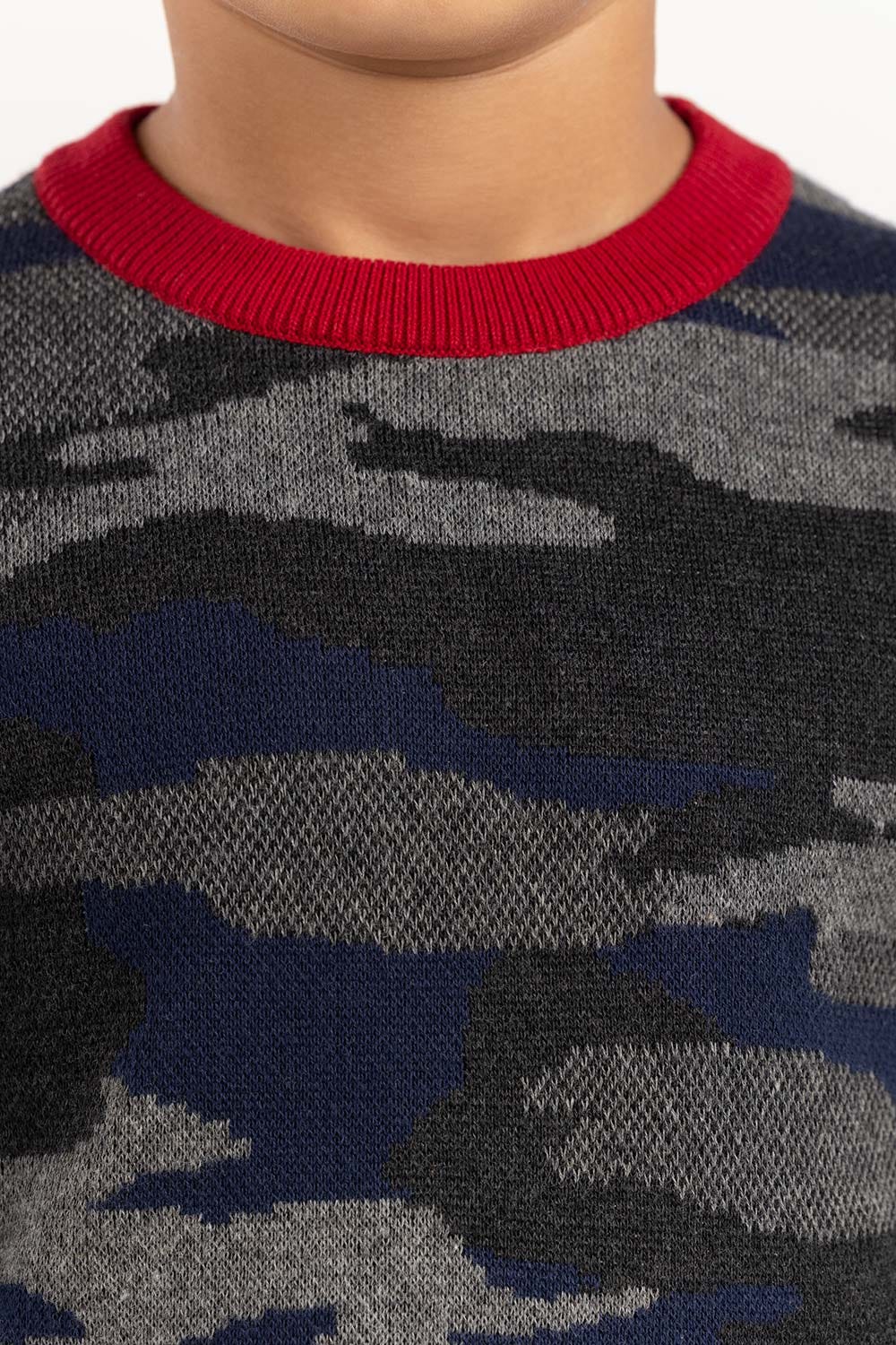 Junior Boy Multi Knit Sweater With A Round Neck - Image 3