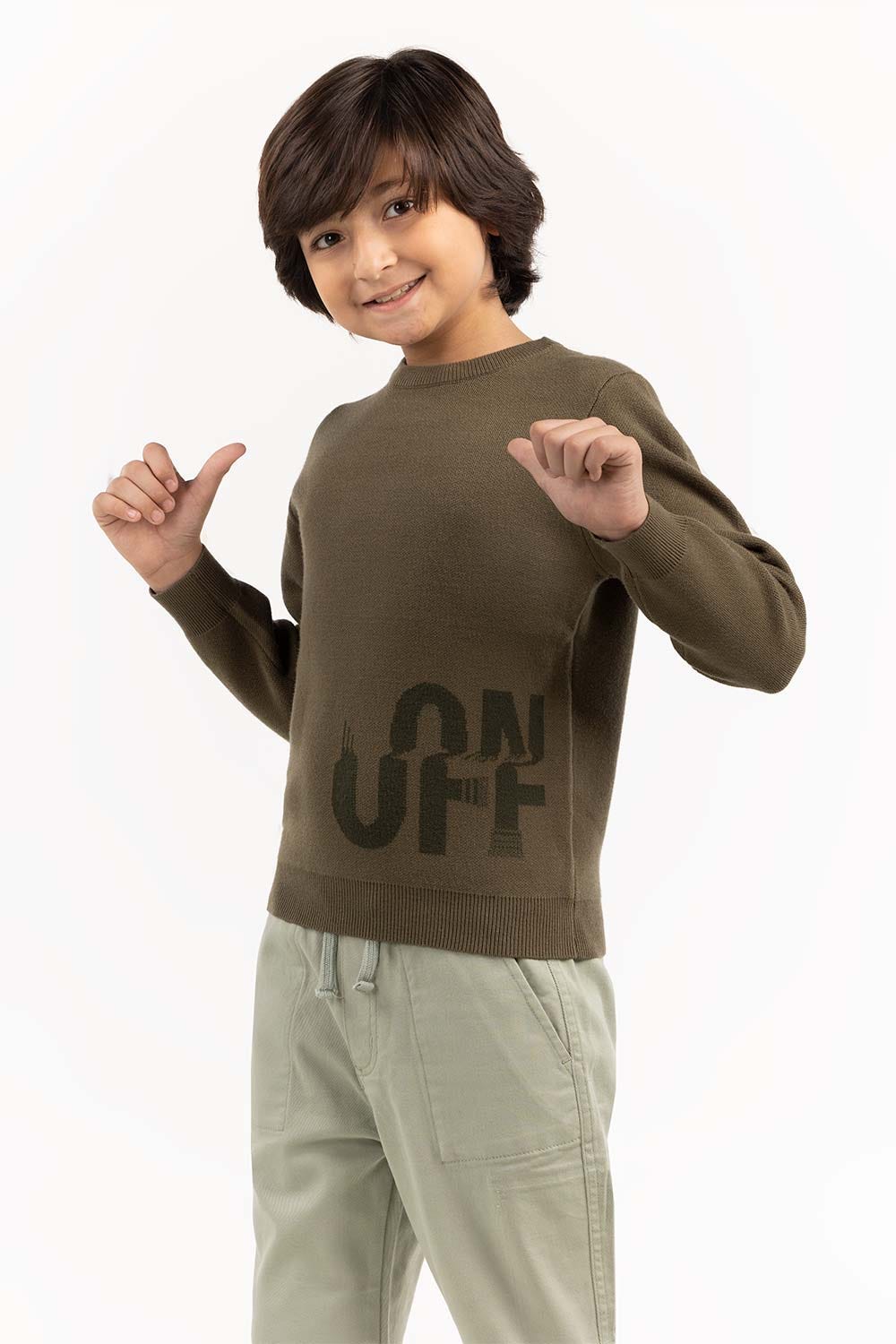 Junior Boy Olive Green Sweater 224 - Image 6