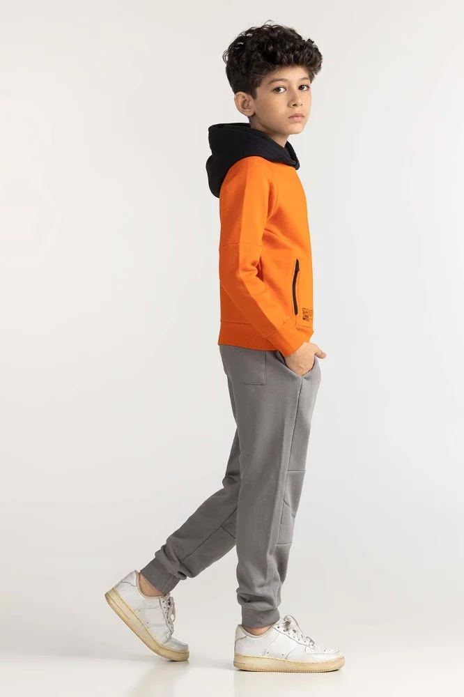 Junior Boy Orange Printed Sweatshirt - Image 2