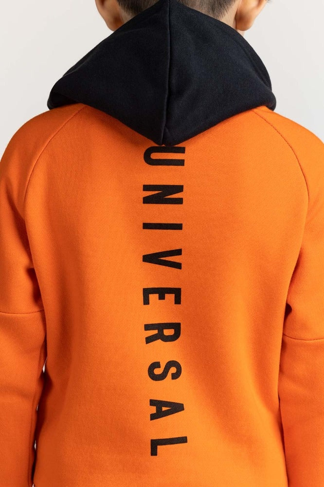 Junior Boy Orange Printed Sweatshirt - Image 4
