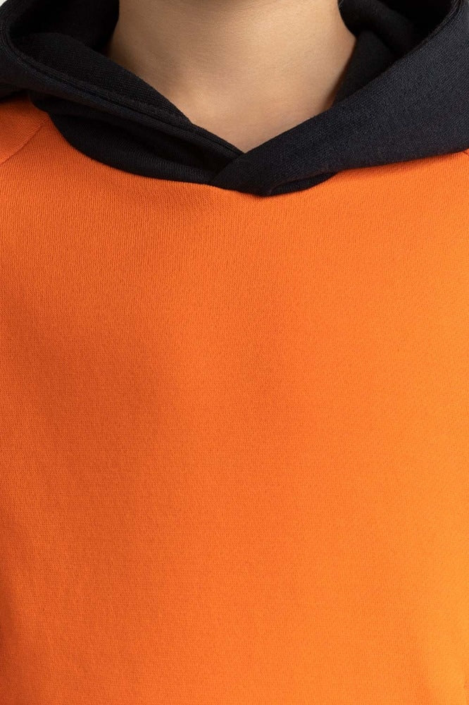 Junior Boy Orange Printed Sweatshirt - Image 6