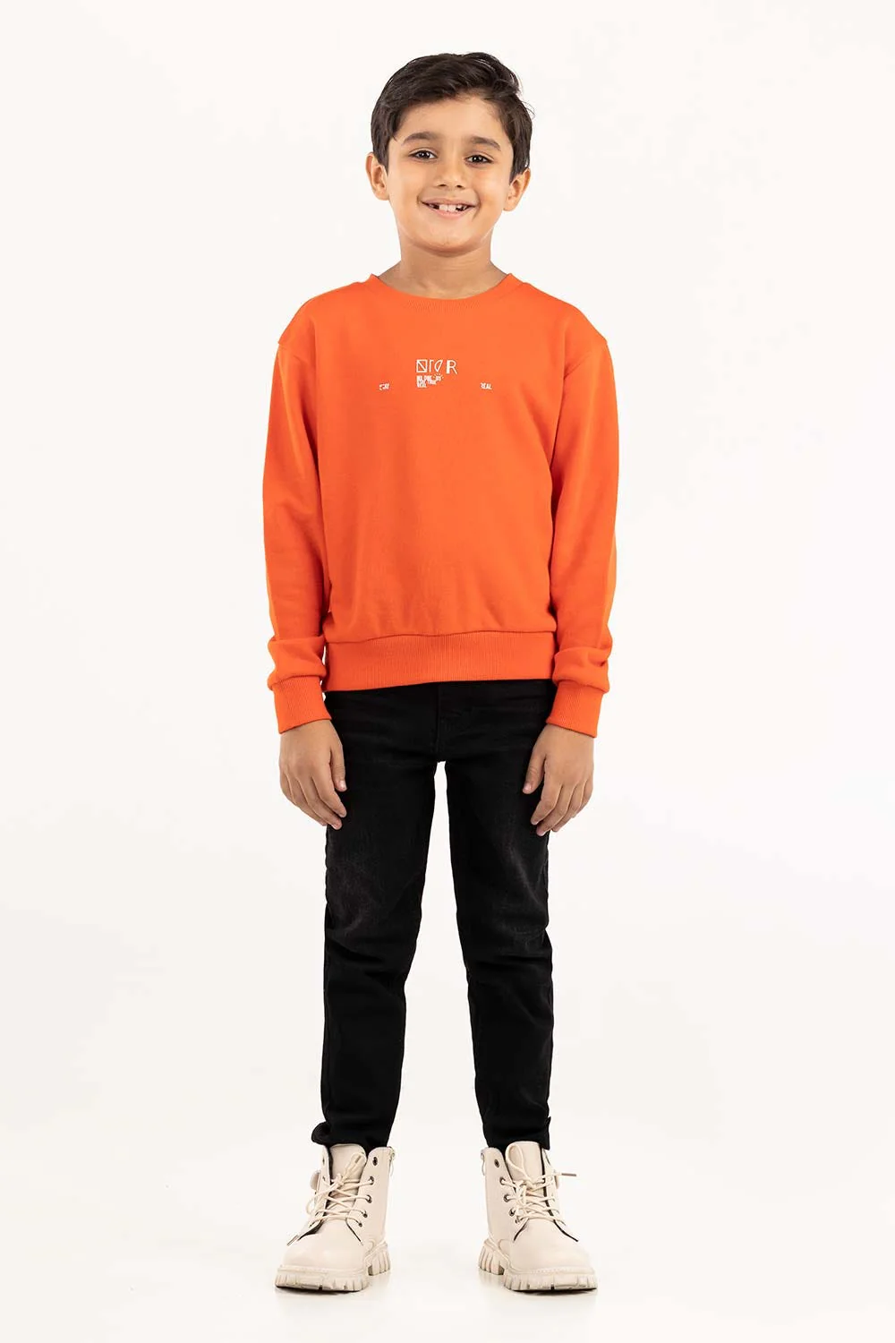 Junior Boy Orange Sweatshirt - Image 6