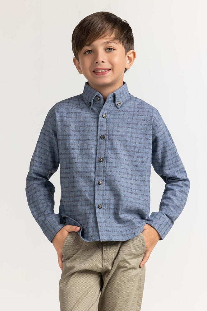 Junior Boy Sky Checkered Casual Shirt